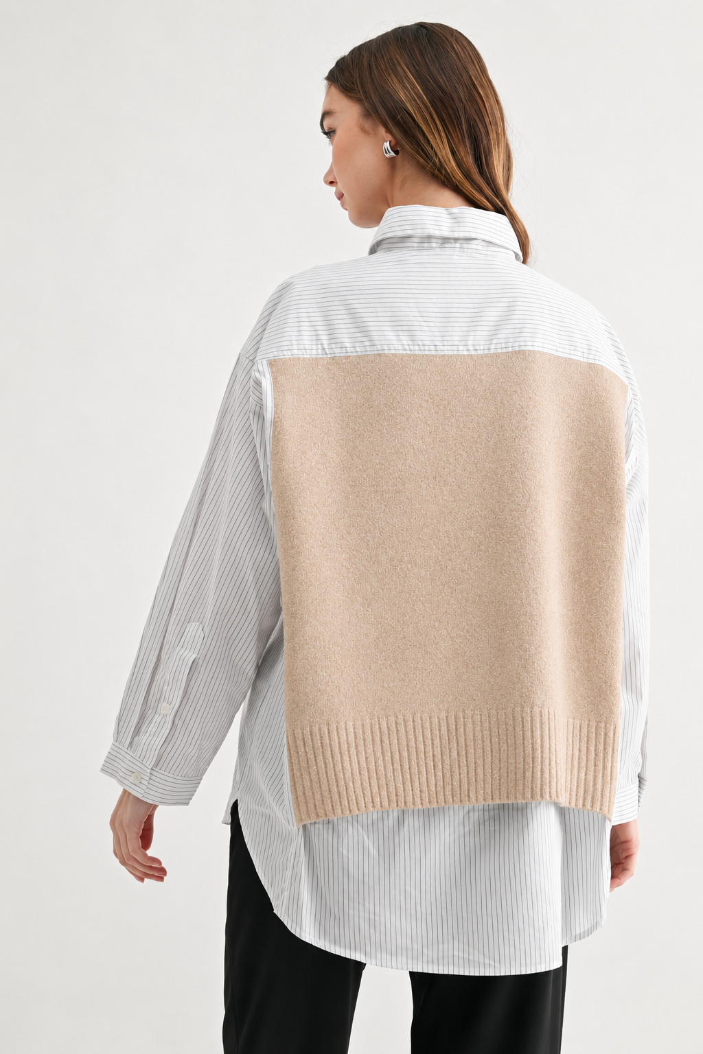JOH Apparel Jett Layered Look Sweater Vest & Pinstripe Shirt Top