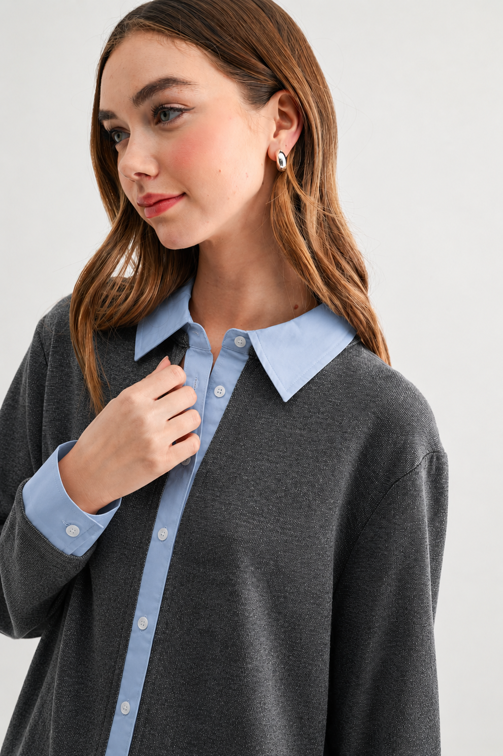 JOH Apparel Kevin Layered Look Collared Sweater Top