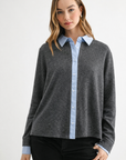 JOH Apparel Kevin Layered Look Collared Sweater Top