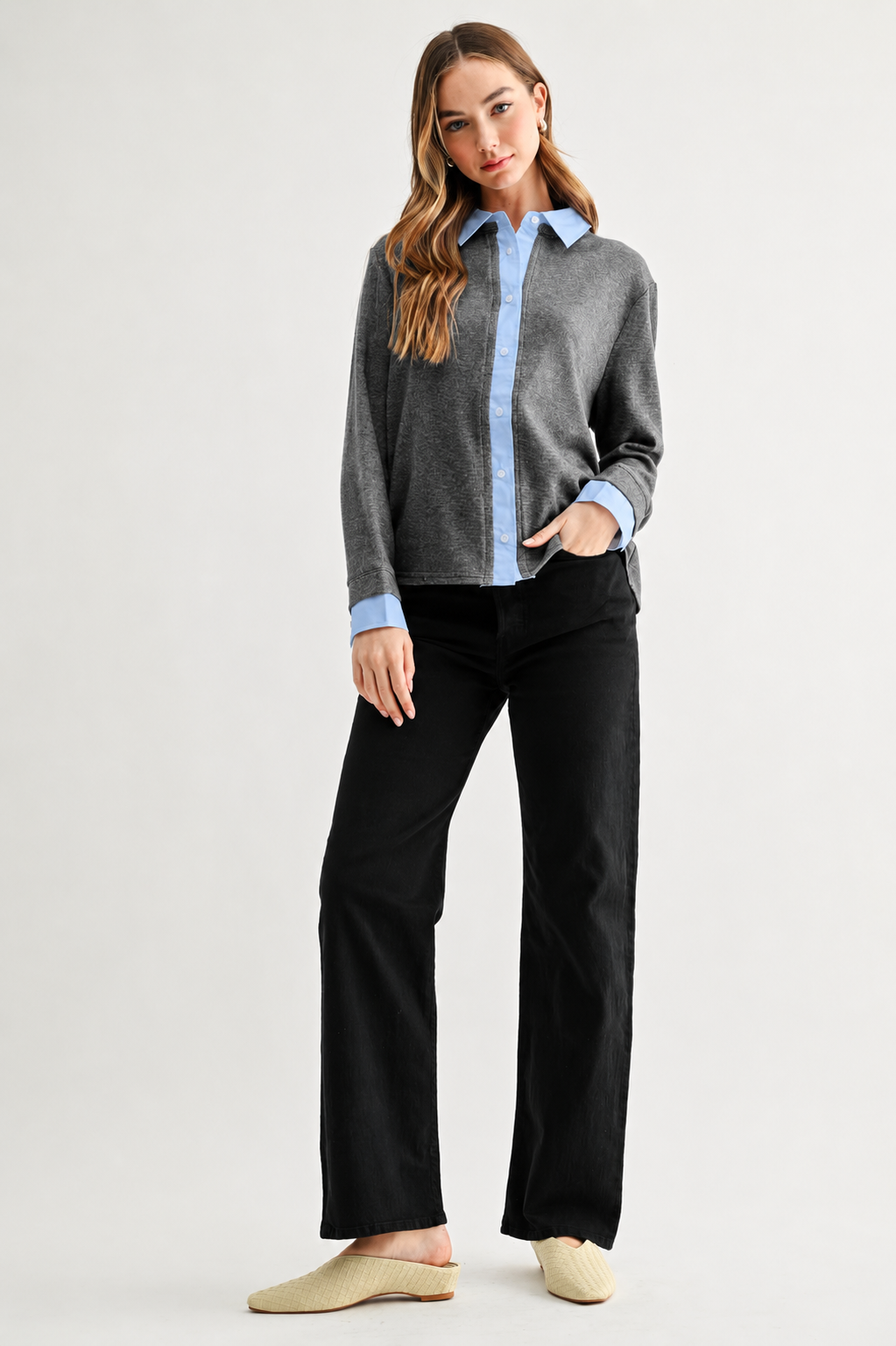 JOH Apparel Kevin Layered Look Collared Sweater Top