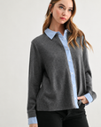 JOH Apparel Kevin Layered Look Collared Sweater Top