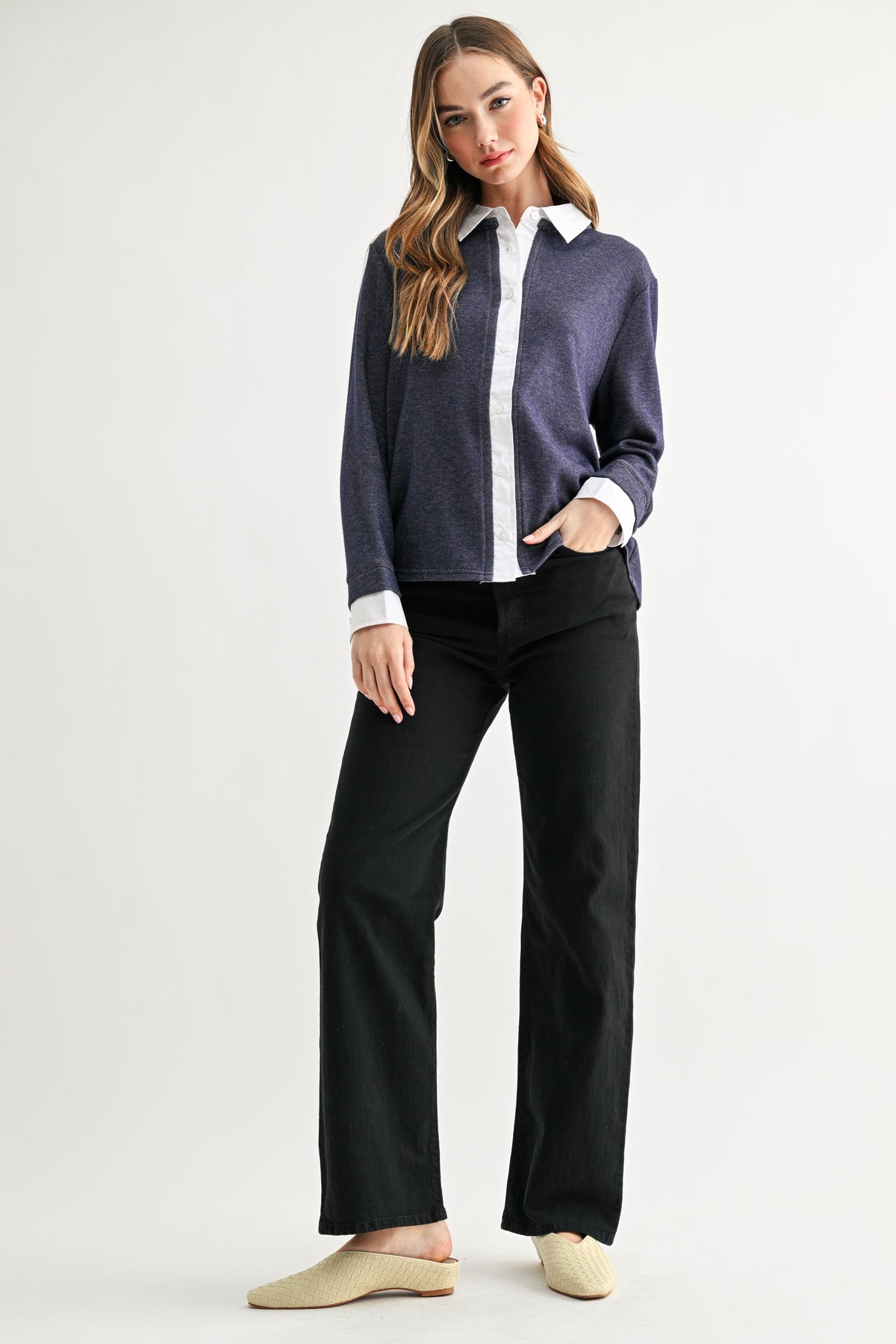 JOH Apparel Kevin Layered Look Collared Sweater Top