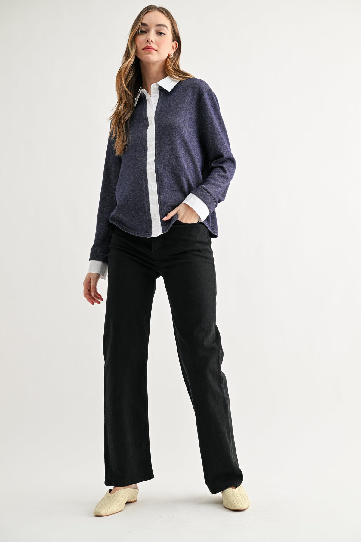 JOH Apparel Kevin Layered Look Collared Sweater Top