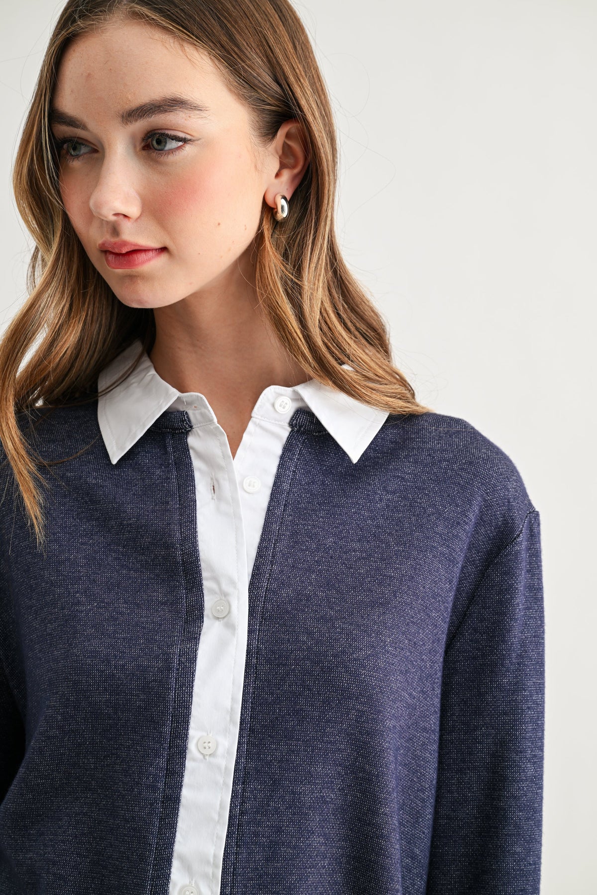 JOH Apparel Kevin Layered Look Collared Sweater Top