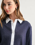 JOH Apparel Kevin Layered Look Collared Sweater Top