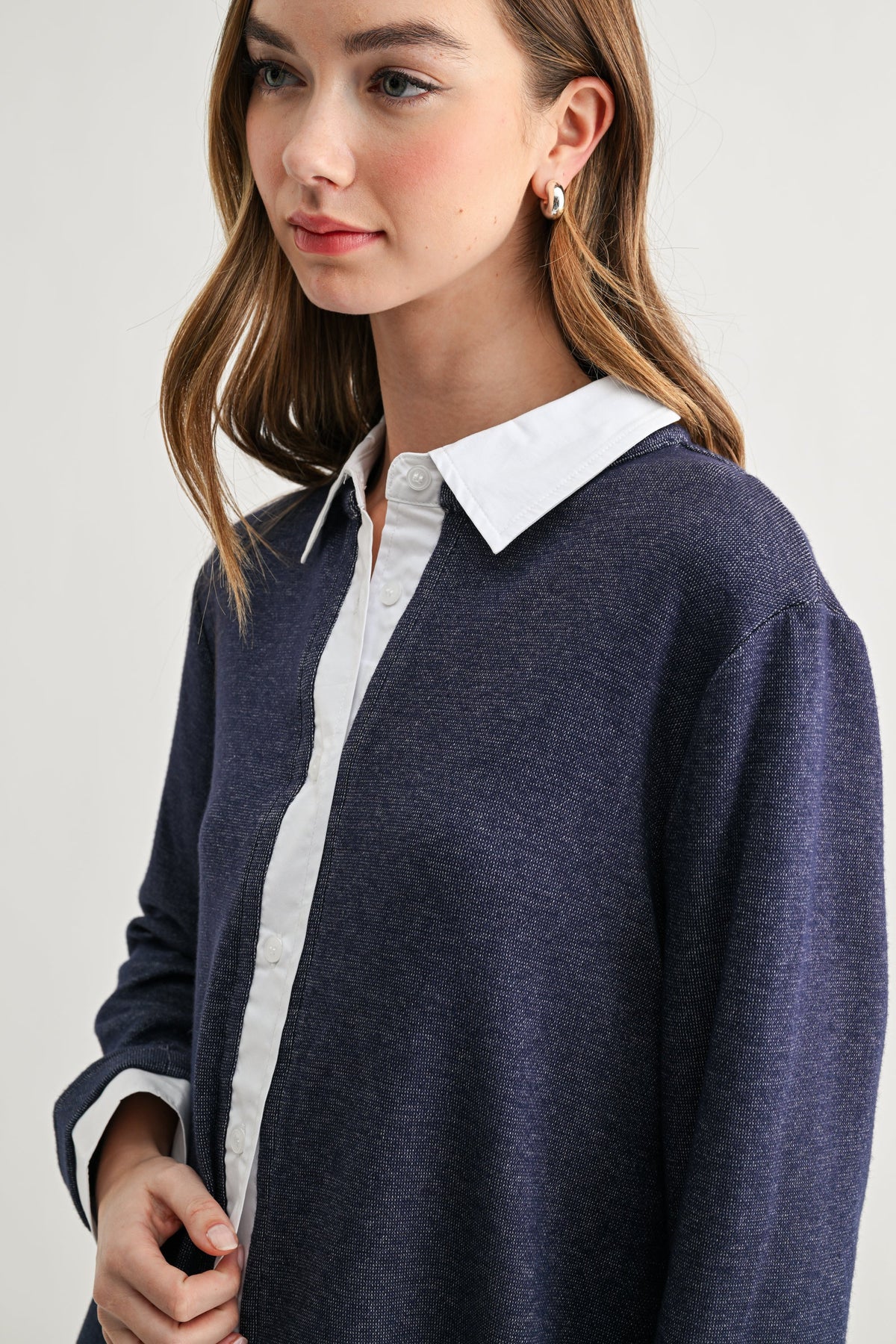 JOH Apparel Kevin Layered Look Collared Sweater Top