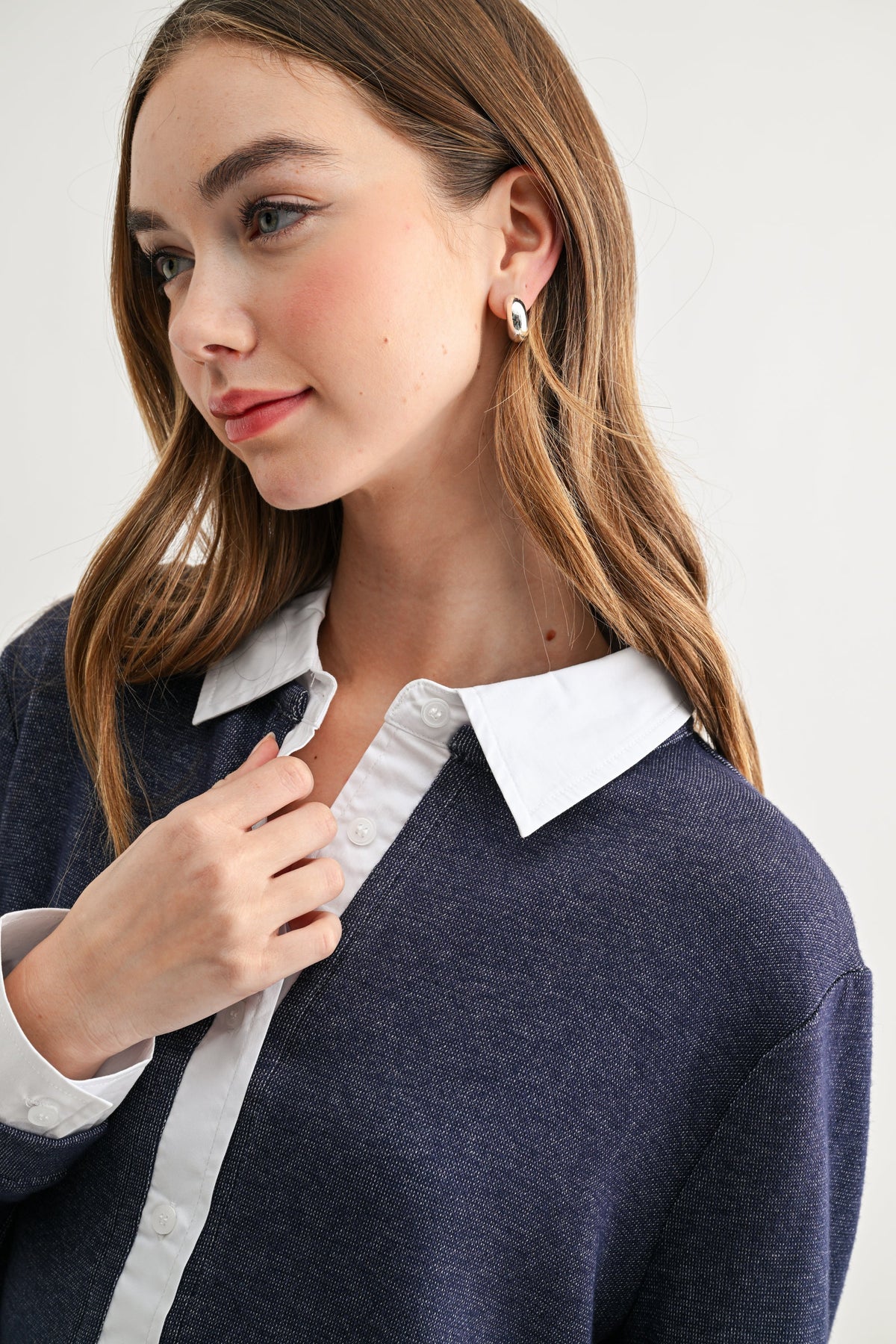 JOH Apparel Kevin Layered Look Collared Sweater Top