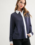 JOH Apparel Kevin Layered Look Collared Sweater Top