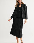 JOH Apparel Connor Crinkle Pleated Smocked Midi Skirt
