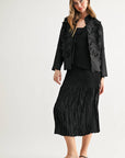 JOH Apparel Connor Crinkle Pleated Smocked Midi Skirt
