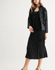 JOH Apparel Connor Crinkle Pleated Smocked Midi Skirt