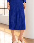 JOH Apparel Connor Crinkle Pleated Smocked Midi Skirt