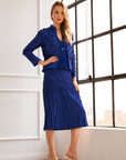 JOH Apparel Connor Crinkle Pleated Smocked Midi Skirt