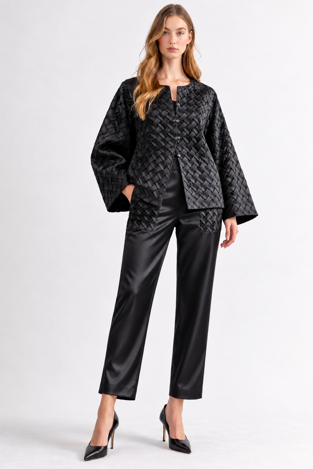 JOH Apparel Corrine Satin Pants with Braided Pockets