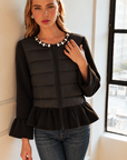 JOH Apparel James Jewel-Embellished Peplum Puffer Jacket
