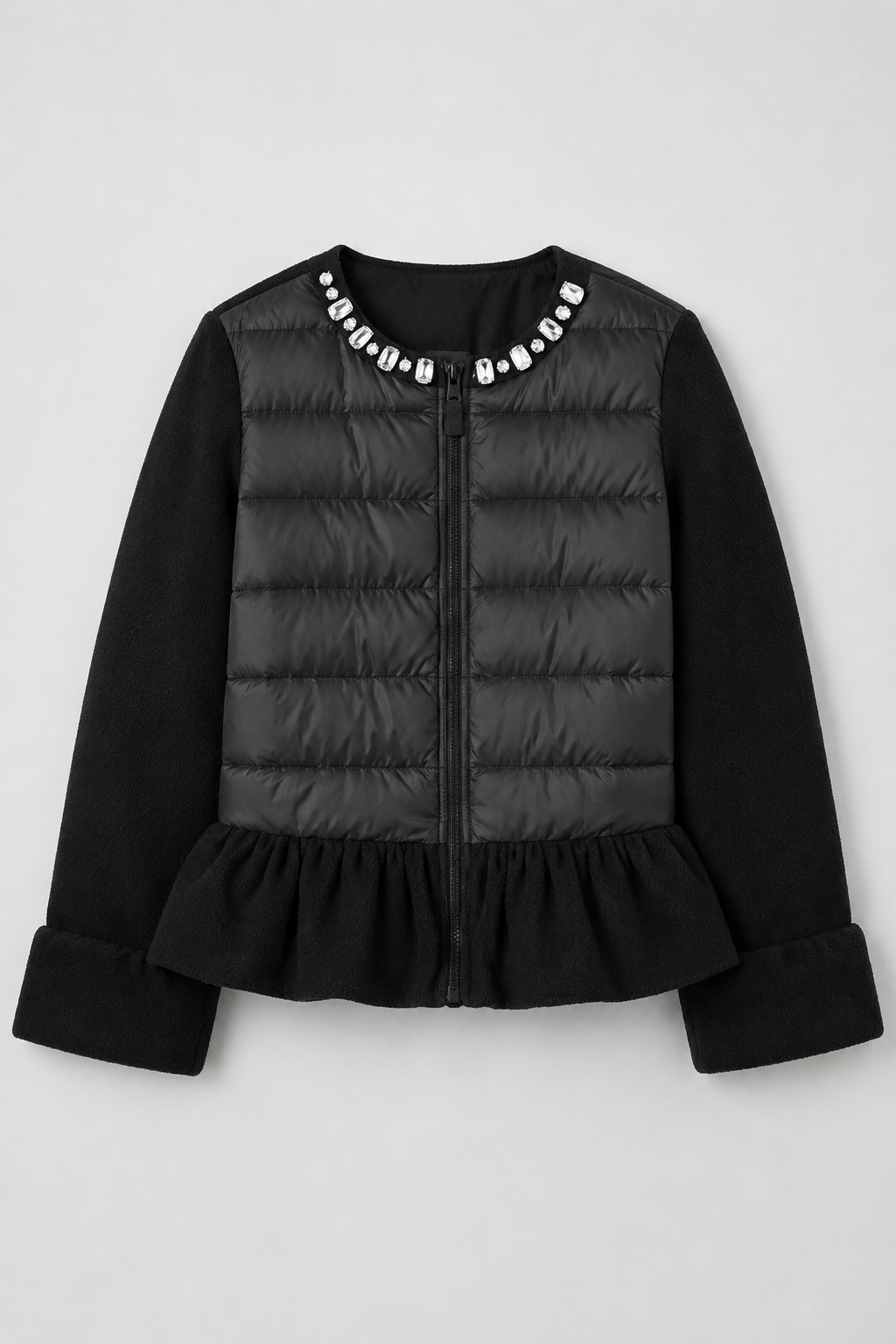 JOH Apparel James Jewel-Embellished Peplum Puffer Jacket