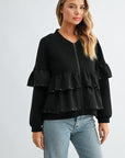 JOH Apparel Fenya Studded Ruffle Scuba Jacket