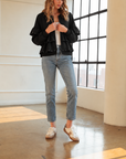 JOH Apparel Fenya Studded Ruffle Scuba Jacket