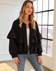 JOH Apparel Fenya Studded Ruffle Scuba Jacket