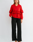 JOH Apparel Fenya Studded Ruffle Scuba Jacket