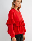 JOH Apparel Fenya Studded Ruffle Scuba Jacket