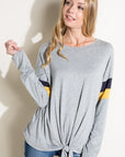 e Luna Color Block Front Tie Boxy Top