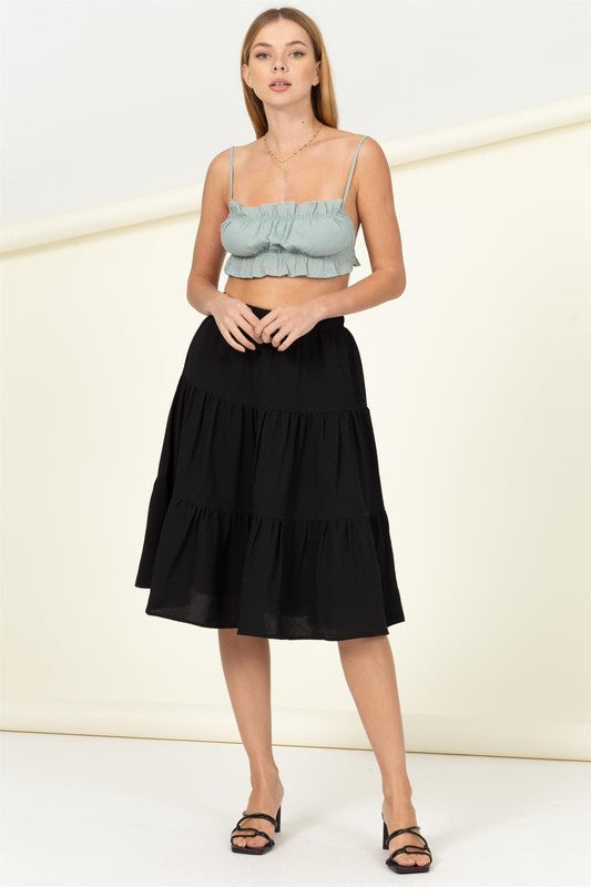 HYFVE Call It a Day Tiered Midi Skirt