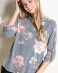 e Luna Floral Split Neck Top