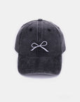 Zenana Bow Embroidered Washed Cotton Caps