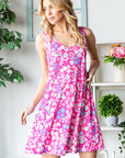 Heimish Full Size Floral V-Neck Tank Dress with Pockets