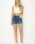 RISEN High Rise Cuffed Denim Shorts