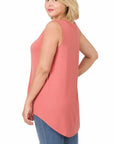 Zenana Plus Luxe Rayon V-Neck Hi Low Top - My Pampered Life Seattle