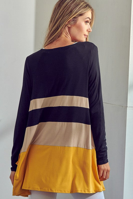 e Luna Solid Jersey Colorblock Cardigan