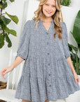 e Luna Dot Button Down Tiered Dress