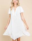 Culture Code Full Size Short Sleeve Ruffled Asymmetric Hem Dress