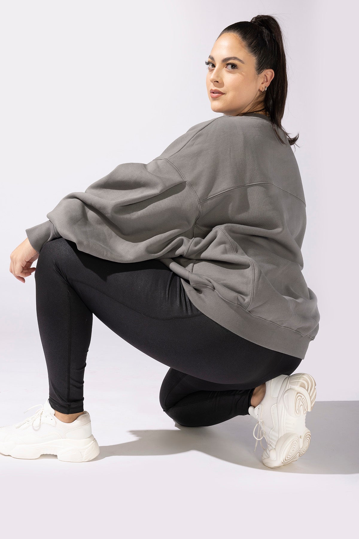 POPFLEX Full Size Brunch Sweater- Smoke