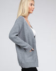 Zenana Melange Open Front Sweater Cardigan