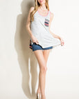 e Luna PLUS Mixed Stripe Pocket Tank Top