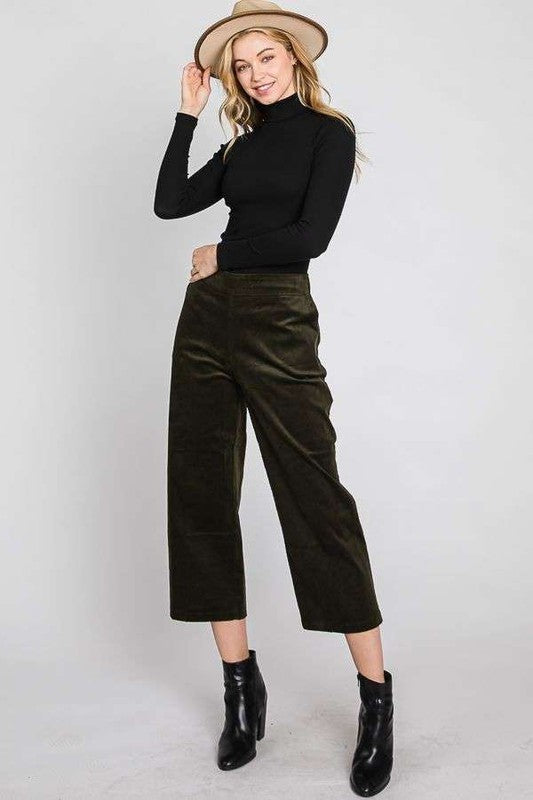 Jade By Jane Ribbed Velvet Crop Wide Leg Pants Plus Size