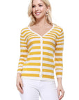 V Neck Striped Sweater Cardigan - Online Only