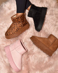 WILD DIVA Thermal Furry Leopard Platform Booties