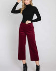 Jade By Jane Ribbed Velvet Crop Wide Leg Pants Plus Size