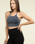 Zenana Washed Ribbed Seamless Cropped Cami Top