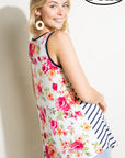 e Luna PLUS Striped Floral Mix Tank