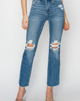 RISEN High Rise Distressed Ankle Jeans