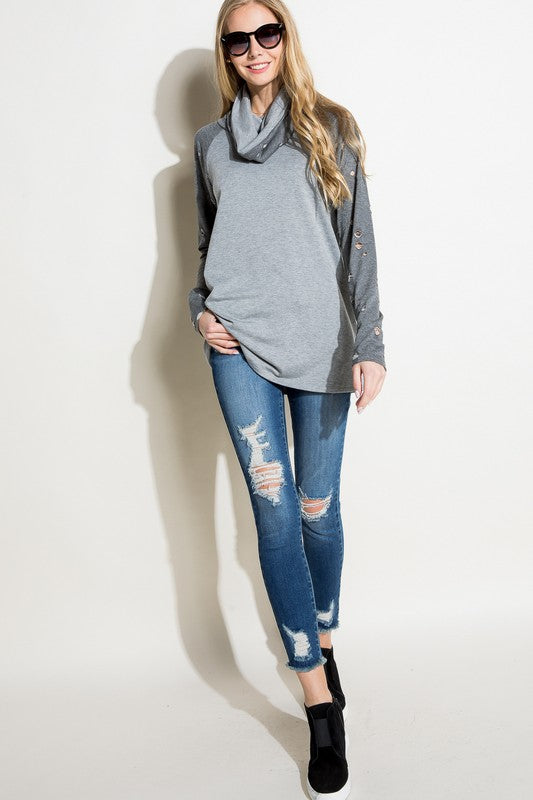 Distressed Terry Mix Tunic