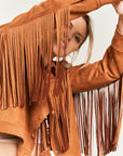 Jade By Jane Faux Suede Studded Fringe Jacket PLUS