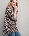 Light Satin Print Button Down Shirt