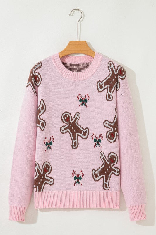 Christmas Ginger Bread Man Round Neck Sweater