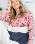 e Luna PLUS Floral Mixed Colorblock Top